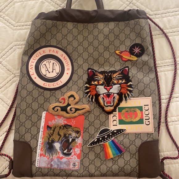 Gucci supreme canvas logo backpack patches NEW - Picture 4 of 6